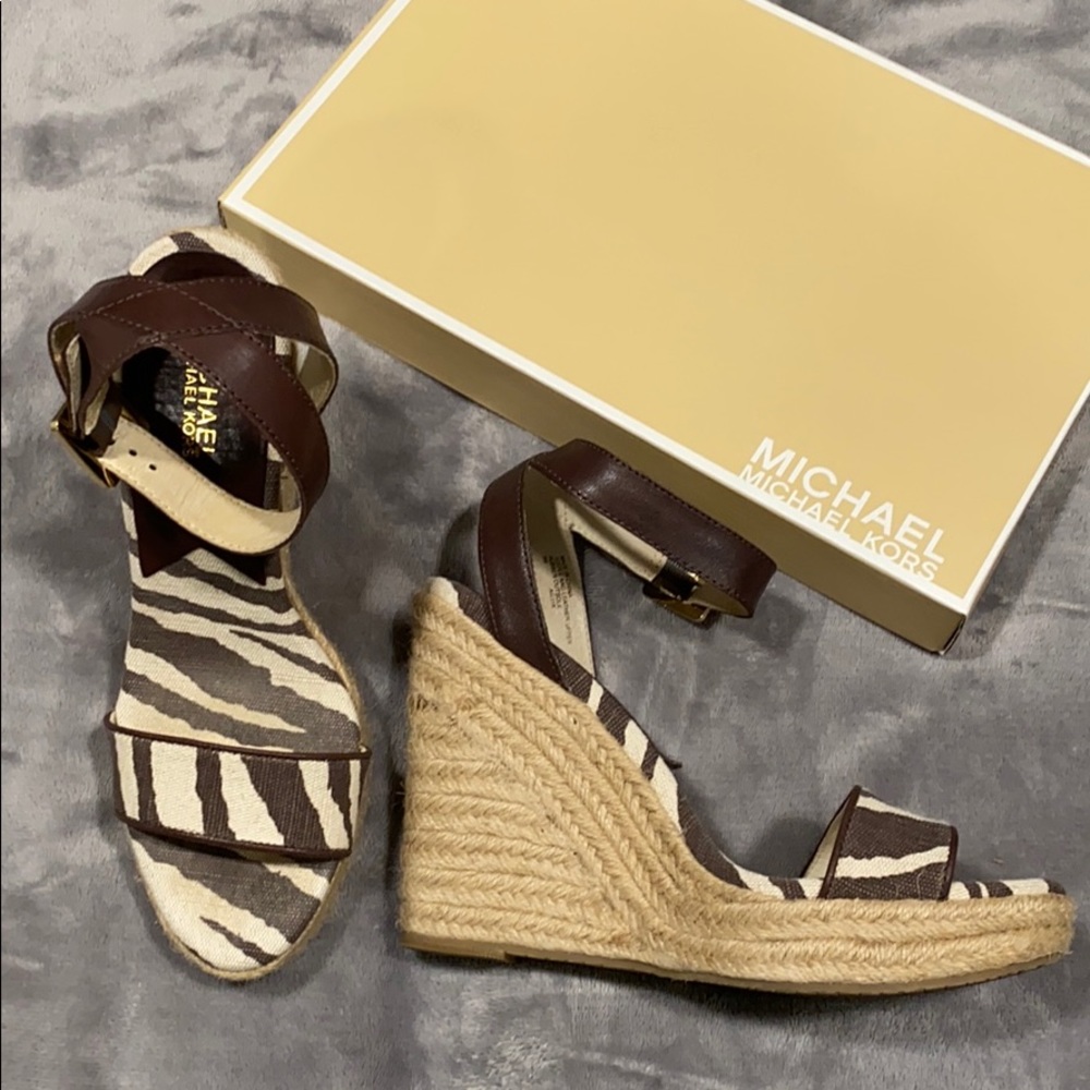 Michael Kors Violet Espadrille Tiger Striped Wedge